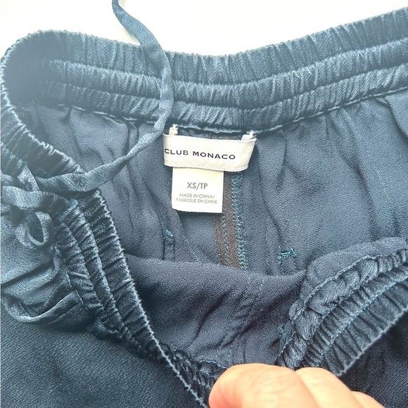 Club Monaco Belted Pull-On Pants wide legs satin blue xs - Picture 4 of 8